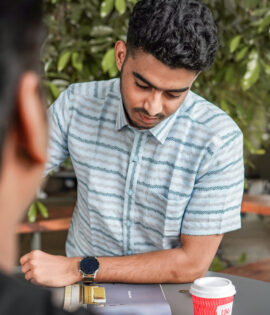 Skyline Serenity Pure Linen Late Sky Blue Shirt with Horizontal Stripes - A stylish and tranquil addition to your wardrobe